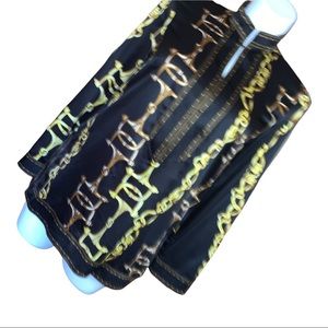 ECI New York Chain Print Satin Blouse Black Gold Long Sleeve Tunic Top 14